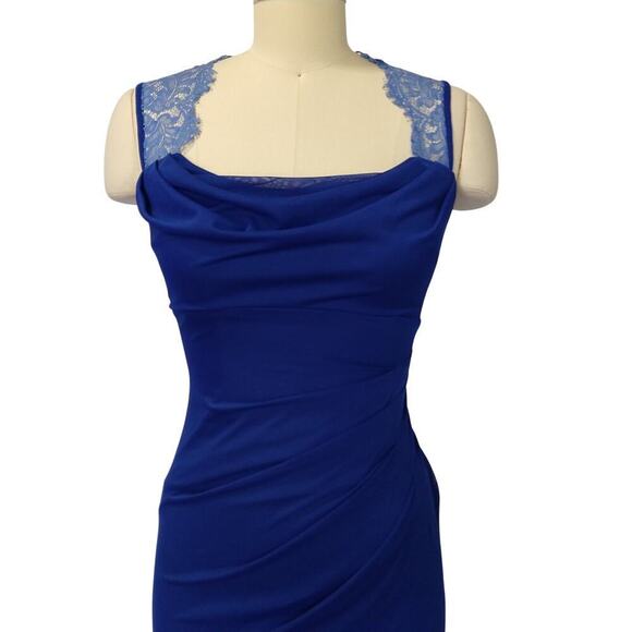 Vintage 90s Y2K Prom Dress Maxi Gown Size S Royal Blue Lace Sleeveless Formal - Picture 6 of 11